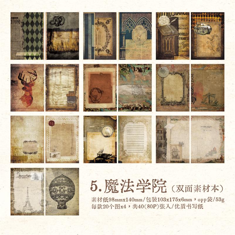 

40pcs Vintage Double-Sided Material Paper DIY Scrapbook Crafts Decorative Paper for Journal Album Diary Craft Supplies