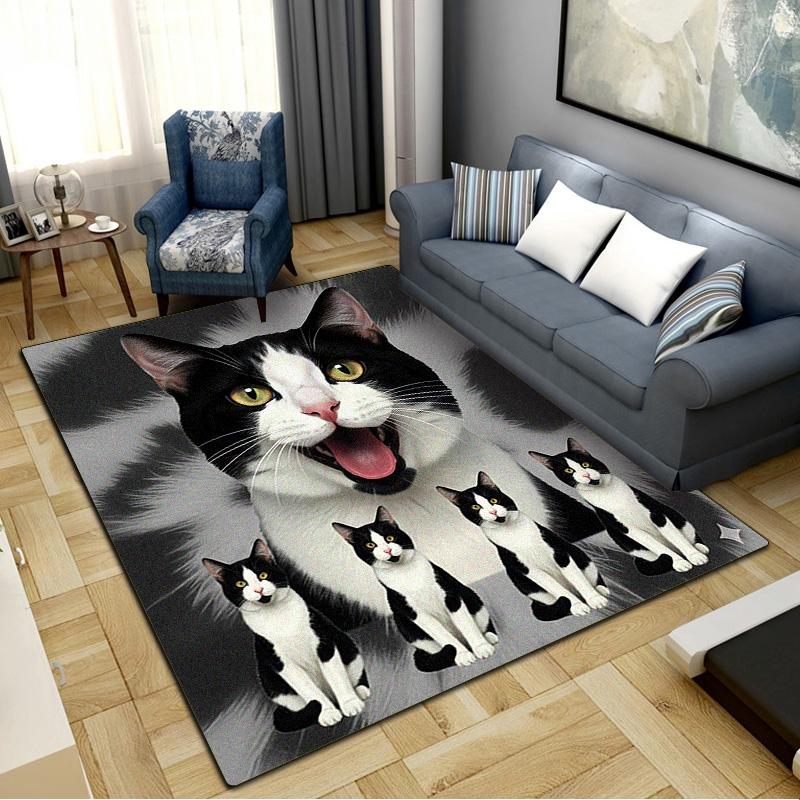 Cow Cat Siamese Carpet Rug for Living Room Bedroom Home Sofa Decoration,Kids play Non-slip Floor Mat