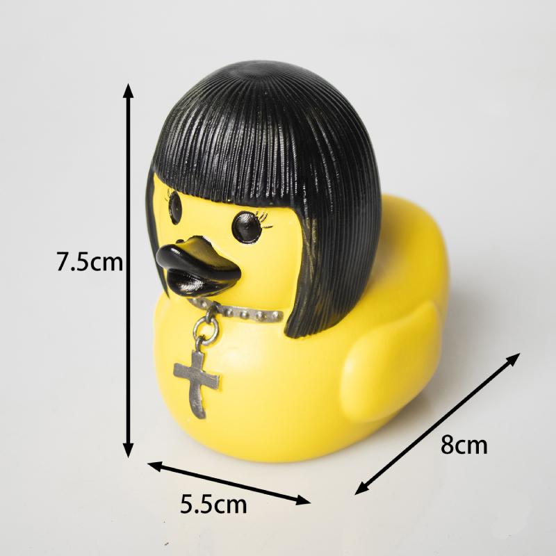 Duckieville Resin Duck Craft Figure Toys Punk Gothic Duck Desk Black Decoration
