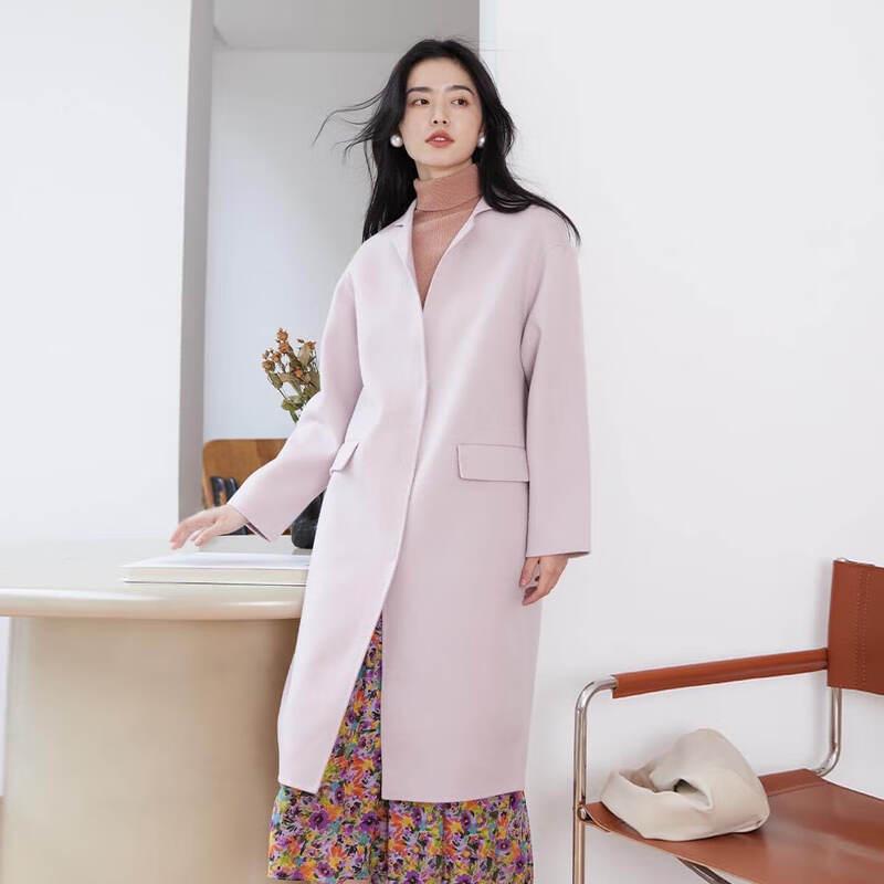 Sinoford Women's Cashmere Blend Lapel Commuter Coat