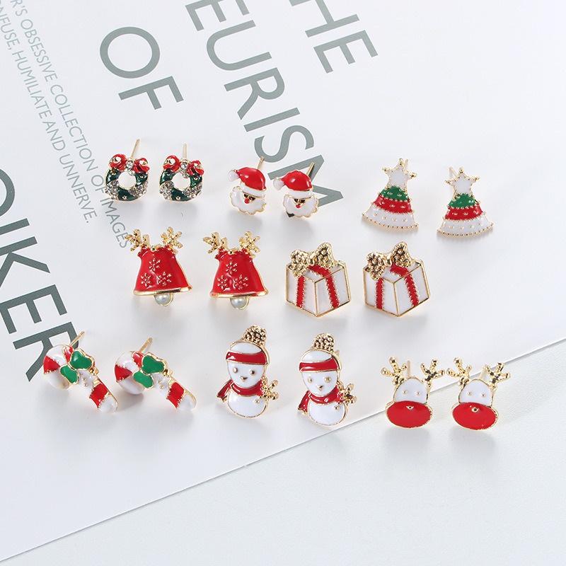 8 Styles of Stylish Women's Alloy Christmas Tree Earrings Christmas Gift Earrings.