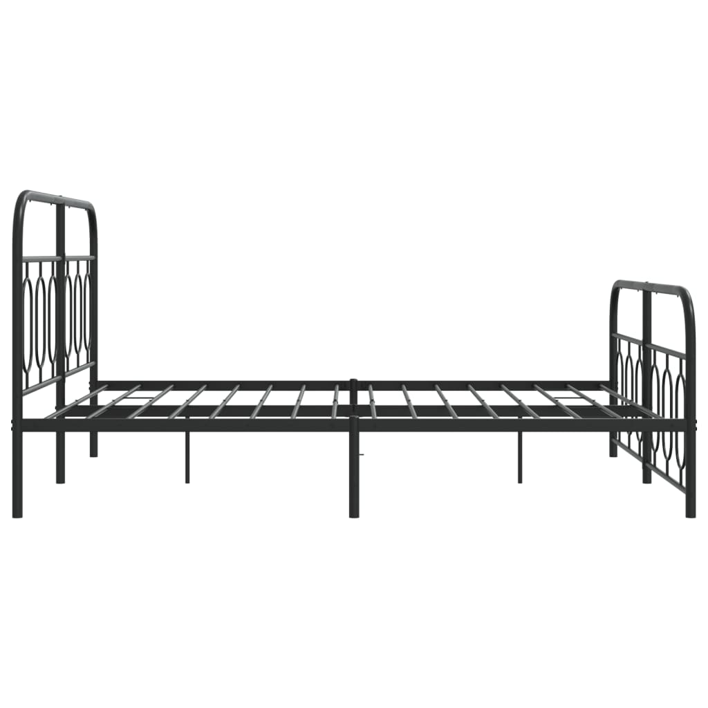 Metal Bed Frame with Headboard and Footboard Black 135x190 Cm