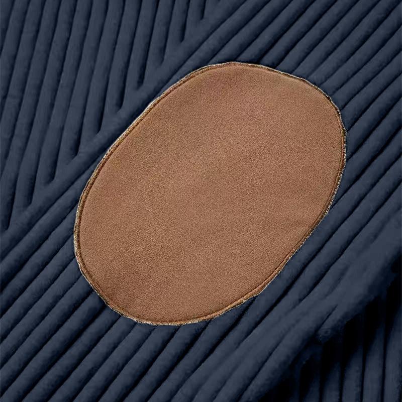Men Quarter Zip Shirt Long Sleeve Turndown Collar Pullover Color Block Jacquard Sweatshirt with Elbow Patches for Daily Wear