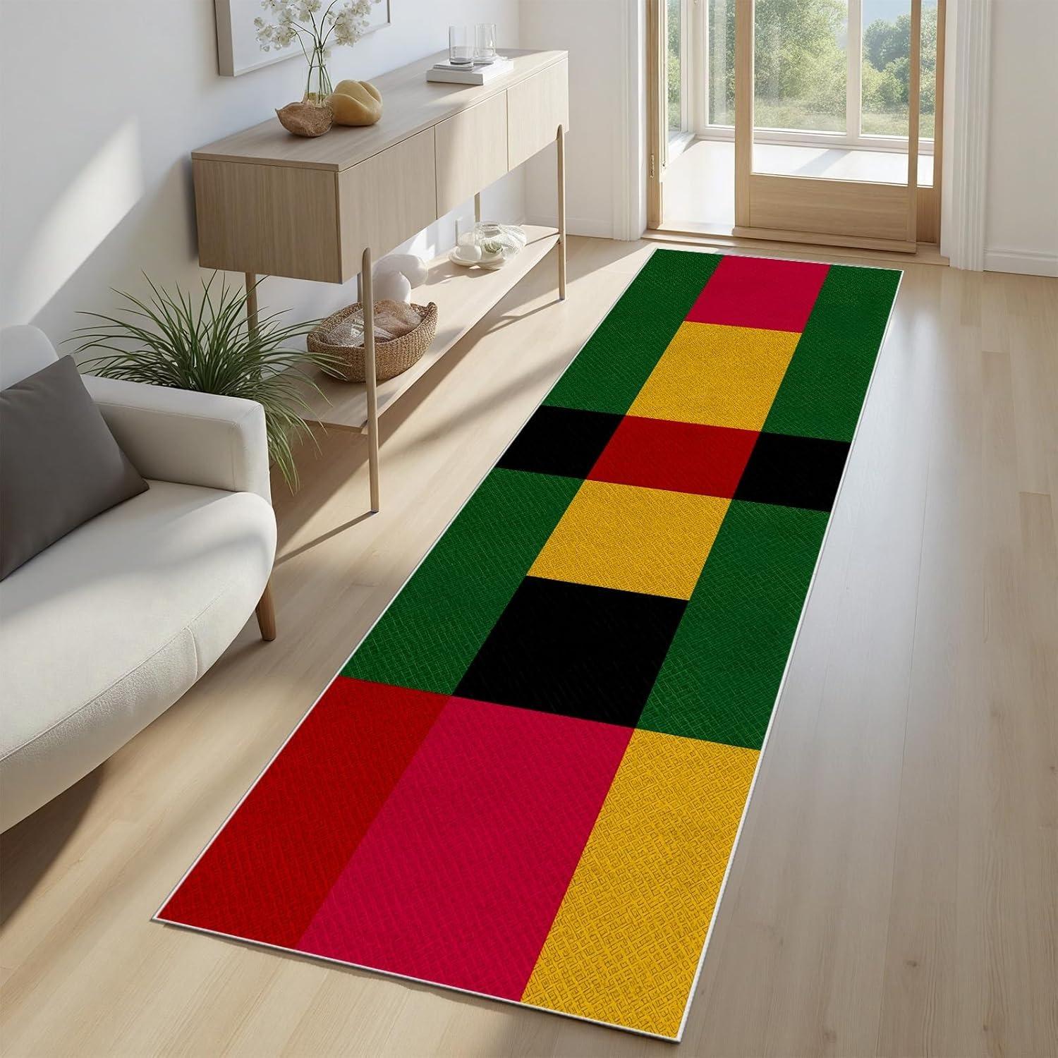 

Geometric Color Block Runner Rug Modern Minimalist Artistic Home Decor Carpet Non-Slip Hallway Living Room Bedroom Decor Mat 40X120CM