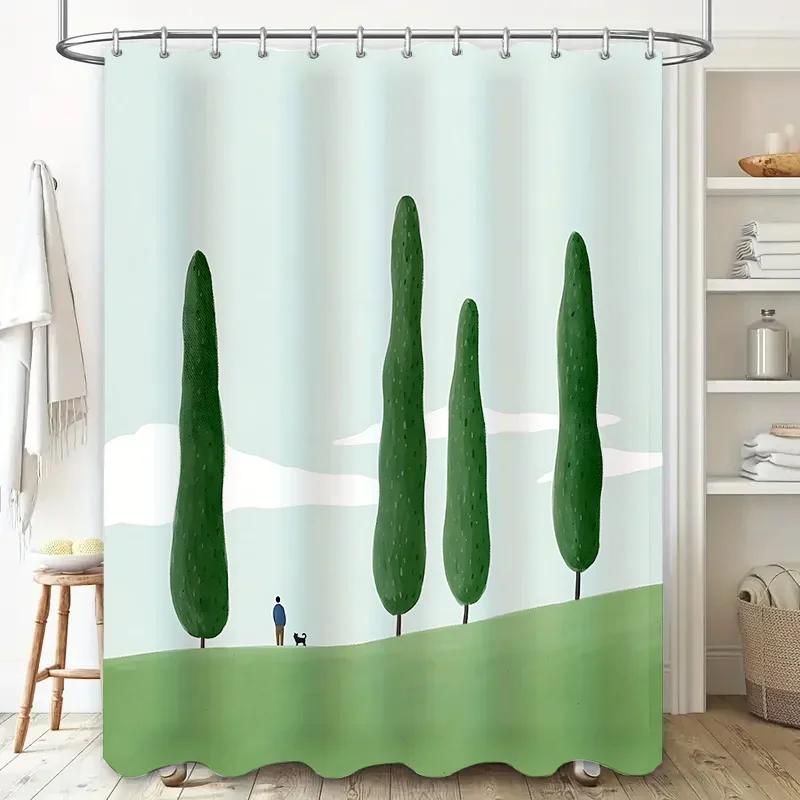 

Elegant Landscape Shower Curtain With Minimalist Design - Ideal For Modern Bathrooms Waterproof Durable Non Transparent W60H190(CM)-1 Pcs