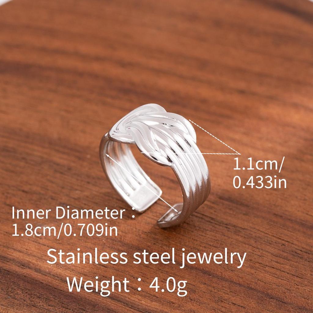 Stainless Steel Adjustable Open Ring - Colorfast Titanium Jewelry