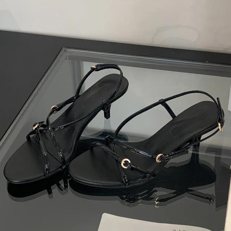 Summer Fashion Gladiator Narrow Band  Open Toe Women Sandals Thin Low Heel Party Shoes Zapatos De Mujer