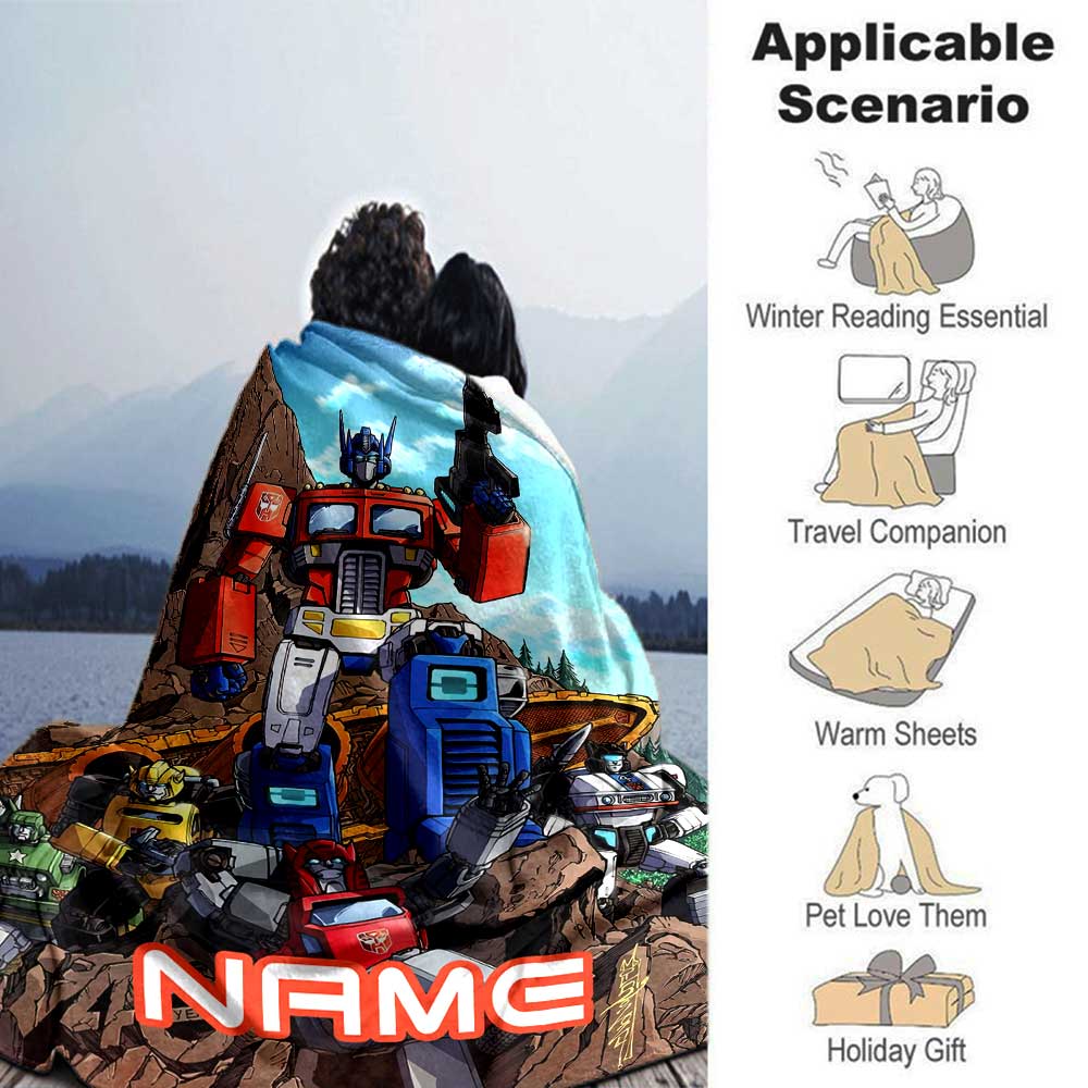 Love Transformers (19) Personalized Text Blanket Lightweight Personalized Blanket Comfortable Perfect for Home Decor Couch Sofa Picnics