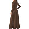 Plus Size Autumn Women Solid Color Cowl Neck Long Sleeve Maxi Dress with Pockets