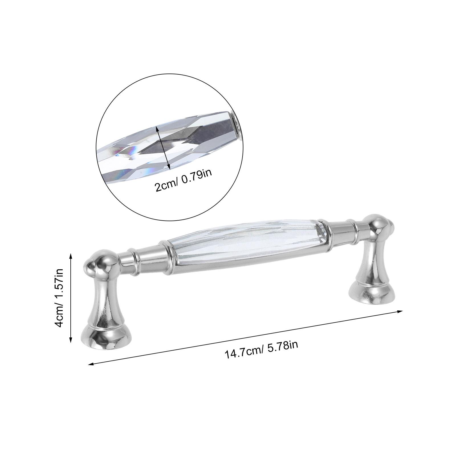 2 шт. Декоративные ручки Ручки для ящиков Хрустальное стекло Дверная ручка-тяга для шкафа Ручки Комодные ручки Ручки для шкафов серебряный