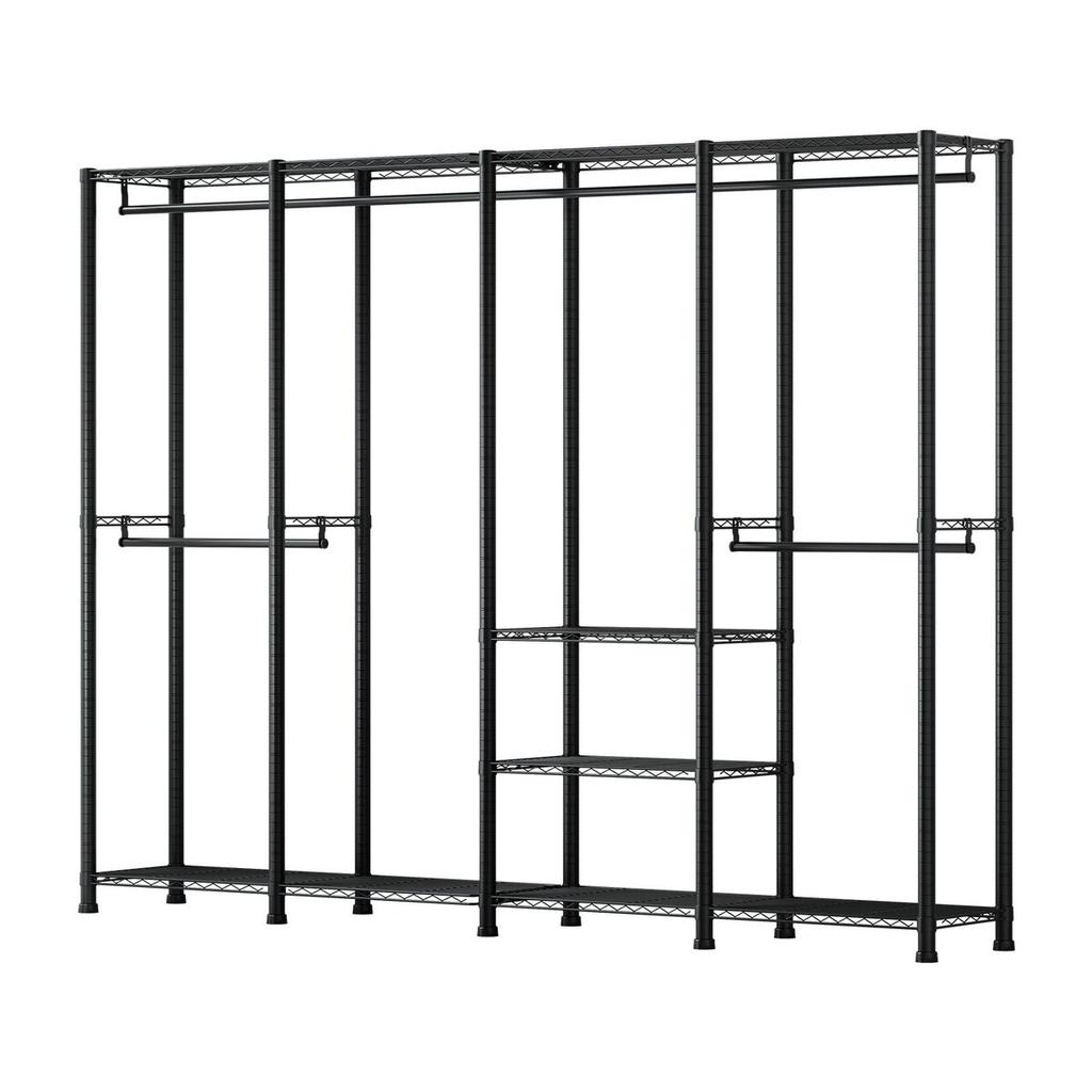 Clothing Garment Rack, Heavy Duty Closet Wardrobe, Adjustable Tiers Clothes Racks with Steel Frame, 499 kg Load Capacity Clothes Rack with 4 Hanging