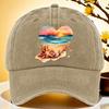 Beach Sunset Heart Print Baseball Cap Polyester Casual Adjustable Unisex Summer Hat
