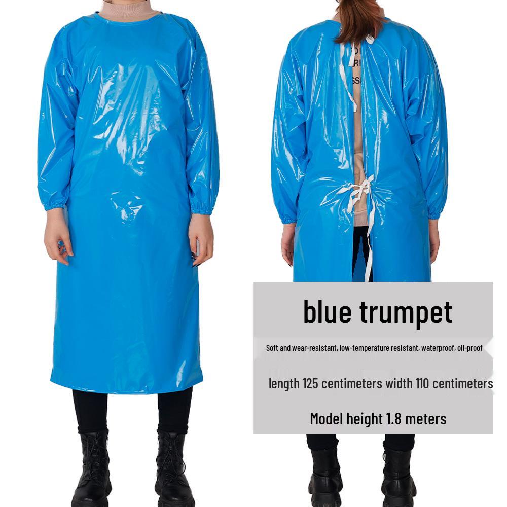 Livsmedelsgodkänd TPU Vattentät och Oljebeständig Syrabeständig Arbetsförkläde med Lång Ärm för Slakteri