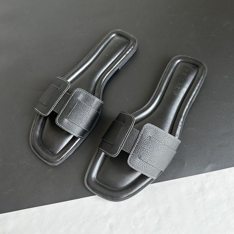 2024 frauen Moderne Hausschuhe Sommer Im Freien Bequeme Flache Hausschuhe Luxus Leder Hausschuhe Frauen Sandalen Lässig Dias Schuhe