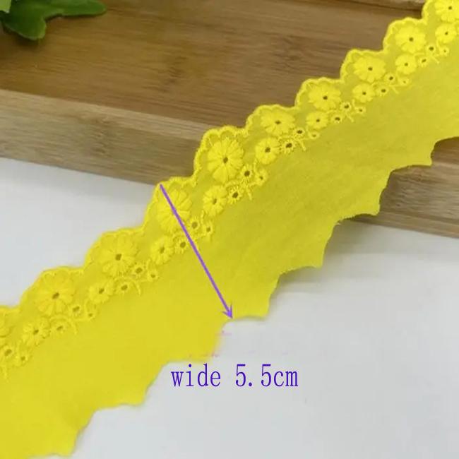 

4 метра/лот, ширина 5,5 см, хлопковая ткань, кружевная ткань, кружевная ткань с цветочной вышивкой, отделка платья, костюм для девочек, материал с бантом 4 Meters жёлтый