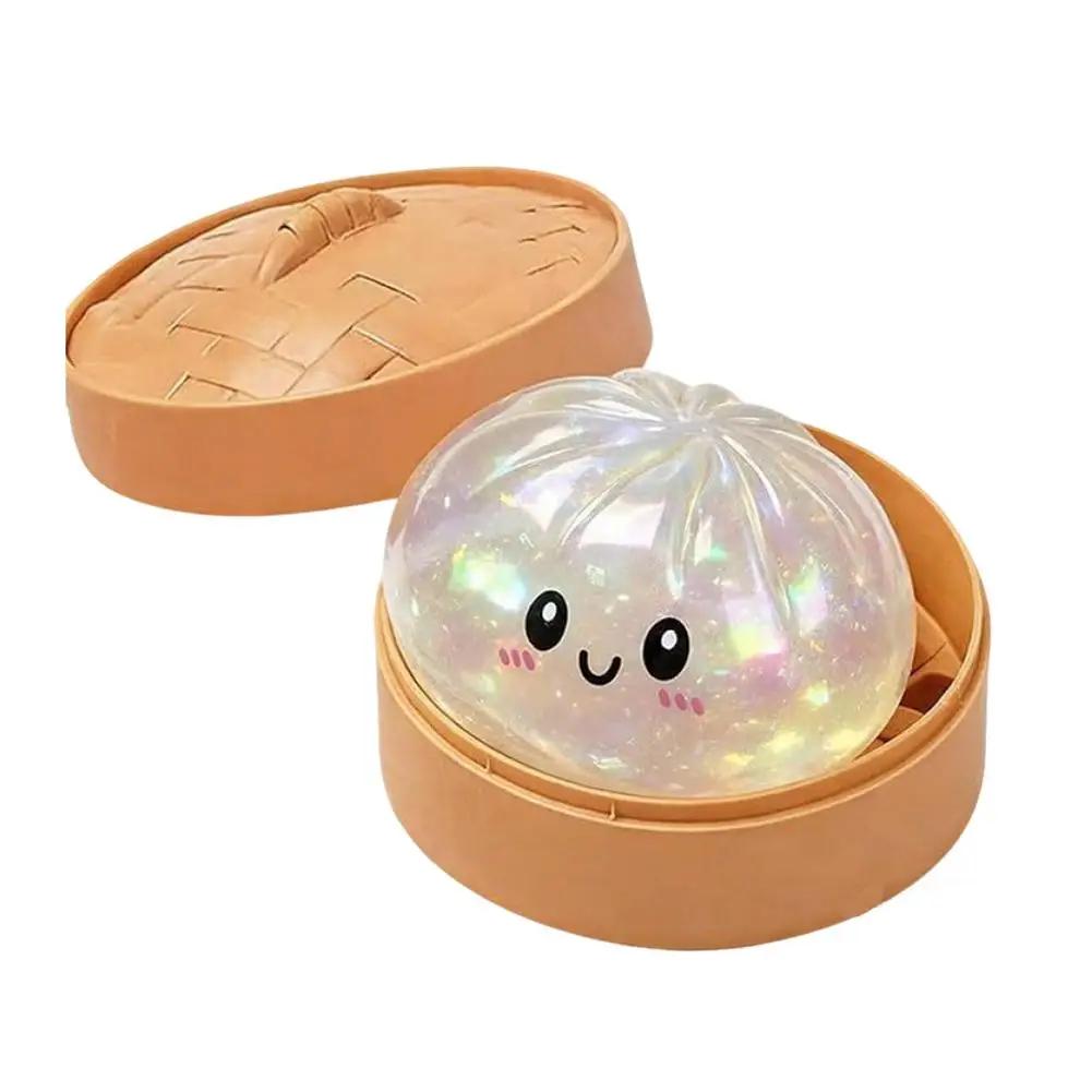 Palla antistress a forma di raviolo Flash Glitter Rimbalzo Lento Morbida Giocattolo da Spremere per Rilassamento Decompressione Decorazione Ufficio Regalo