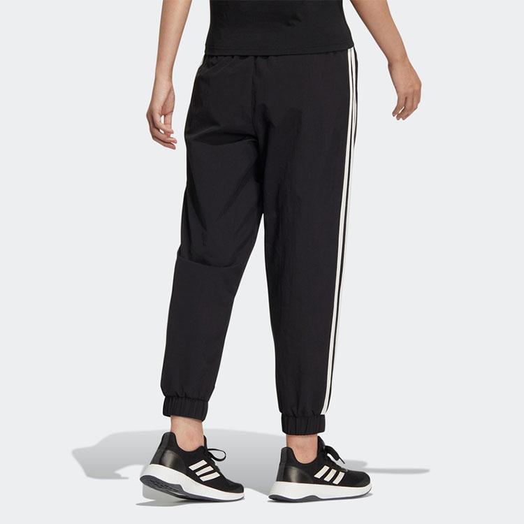 Adidas Neo Color Block Striped Casual Woven Retro Sports Long Pants Women Pants Black HM7414
