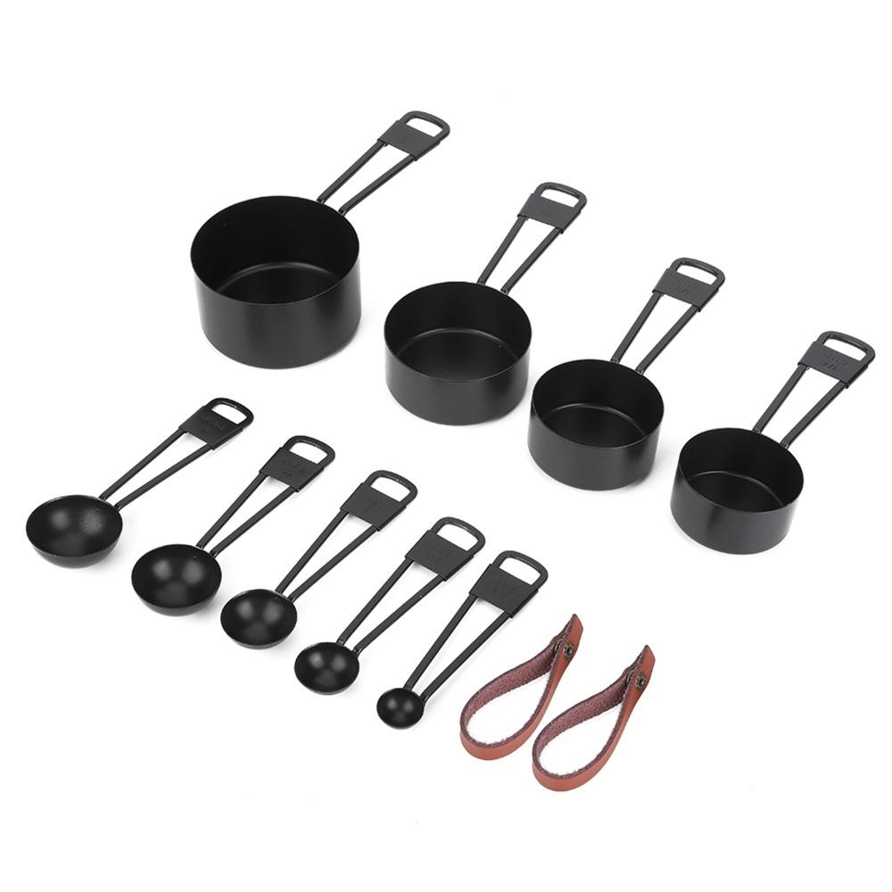 with Scale Measuring Spoon Set Black Coffee Spoon Set Durable Baking Measuring Tools Home Kitchen