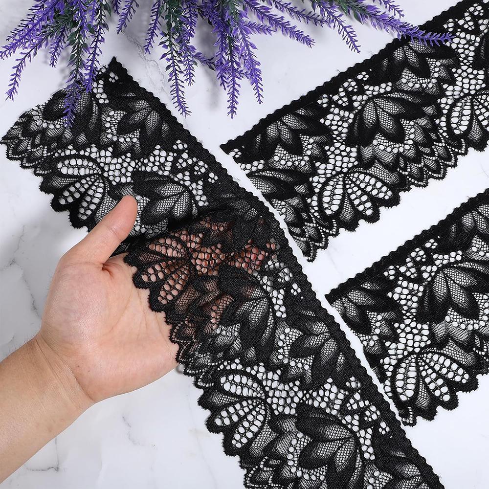 2Yards Black Lace Embroidery Fabric DIY Lace Applique Craft Sewing Ribbon
