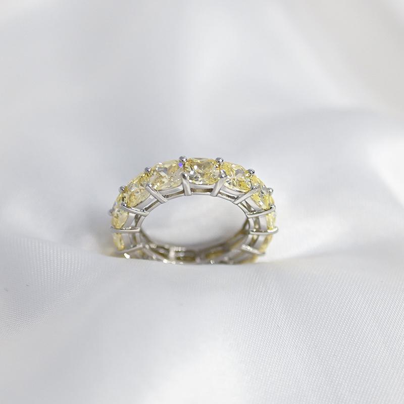 OEVAS Full 5*5mm High Carbon Diamond Wedding Rings S925 Silver Plated Gold for Women Eternity Ring Party Fine Jewelry Gift
