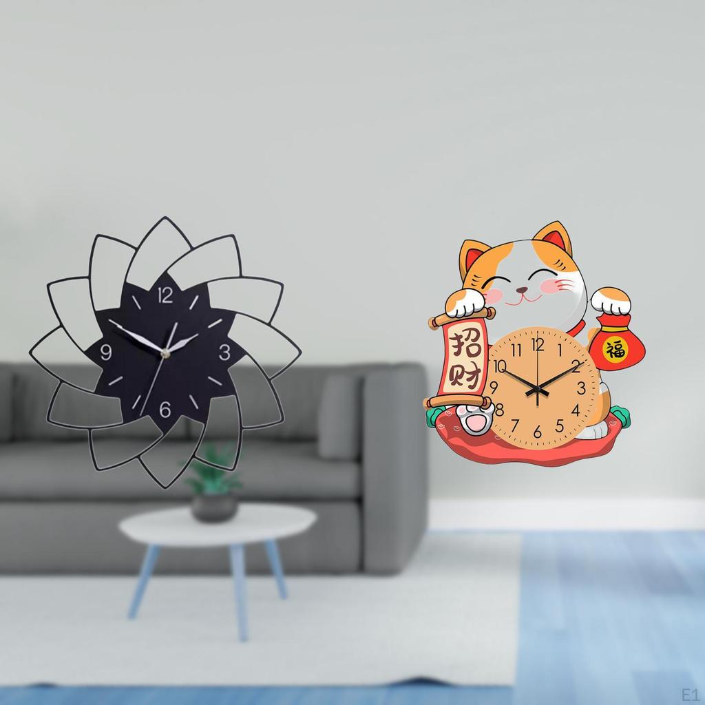 Acrylic Flower Shaped Wall Clock Silent Hanging Decor for Bedroom Cafe Office Children Home
