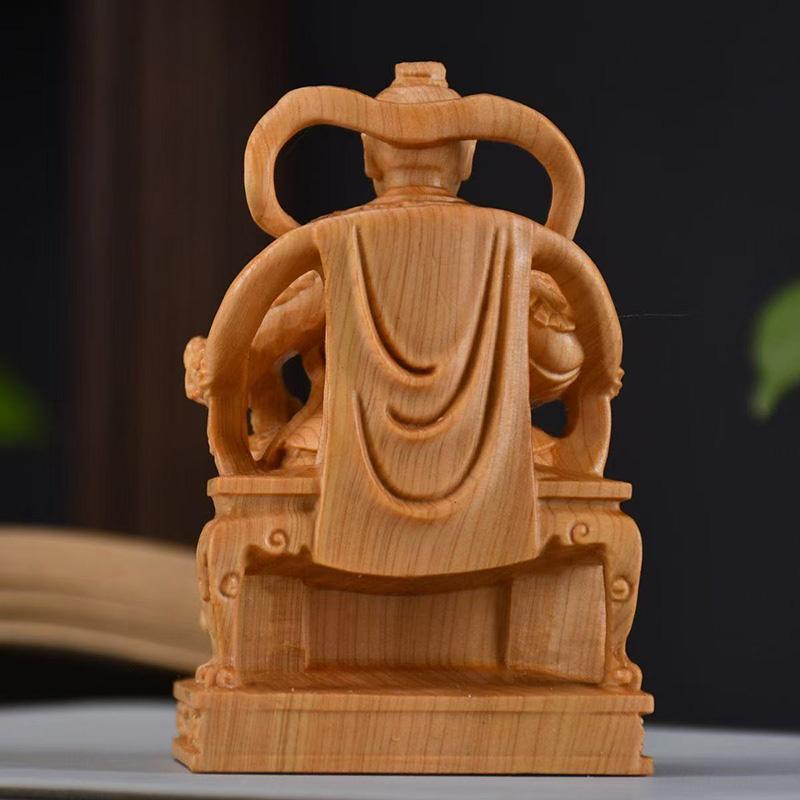 wood carving Marshal Nezha, Third Prince figurine Chinese mythological figures Home Room Office Wealth Luck Feng Shui Decor