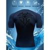 Men's Compression Shirt Quick Dry Gray Gym T-Shirt Black Tribal Wolf Back Print Workout Sportswear