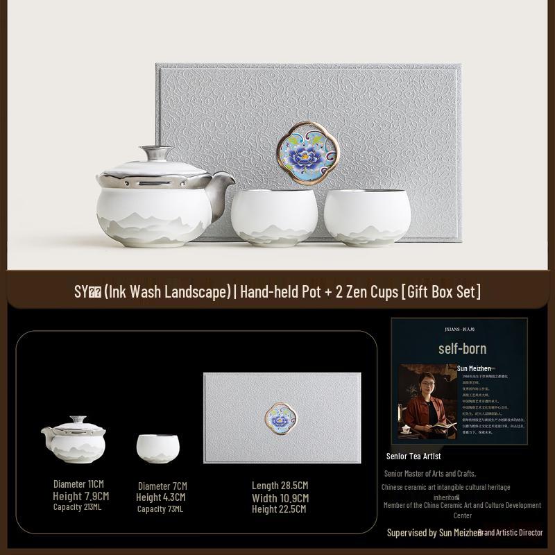 Mr. Ji New Chinese Ink Landscape Ceramic Tea Set