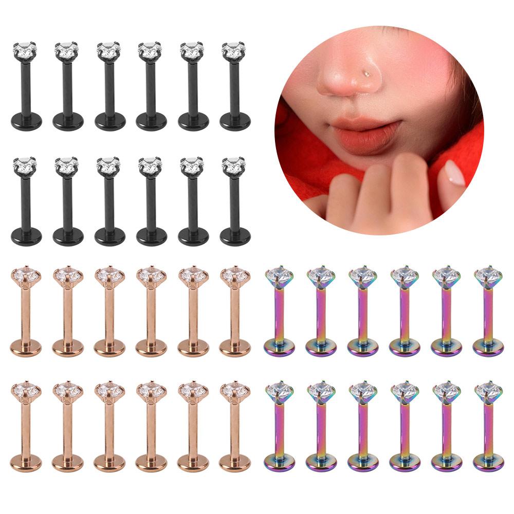 12Pcs Internally Threaded Labret Piercing Set 12 Pcs Set Lip Labret Monroe Piercing