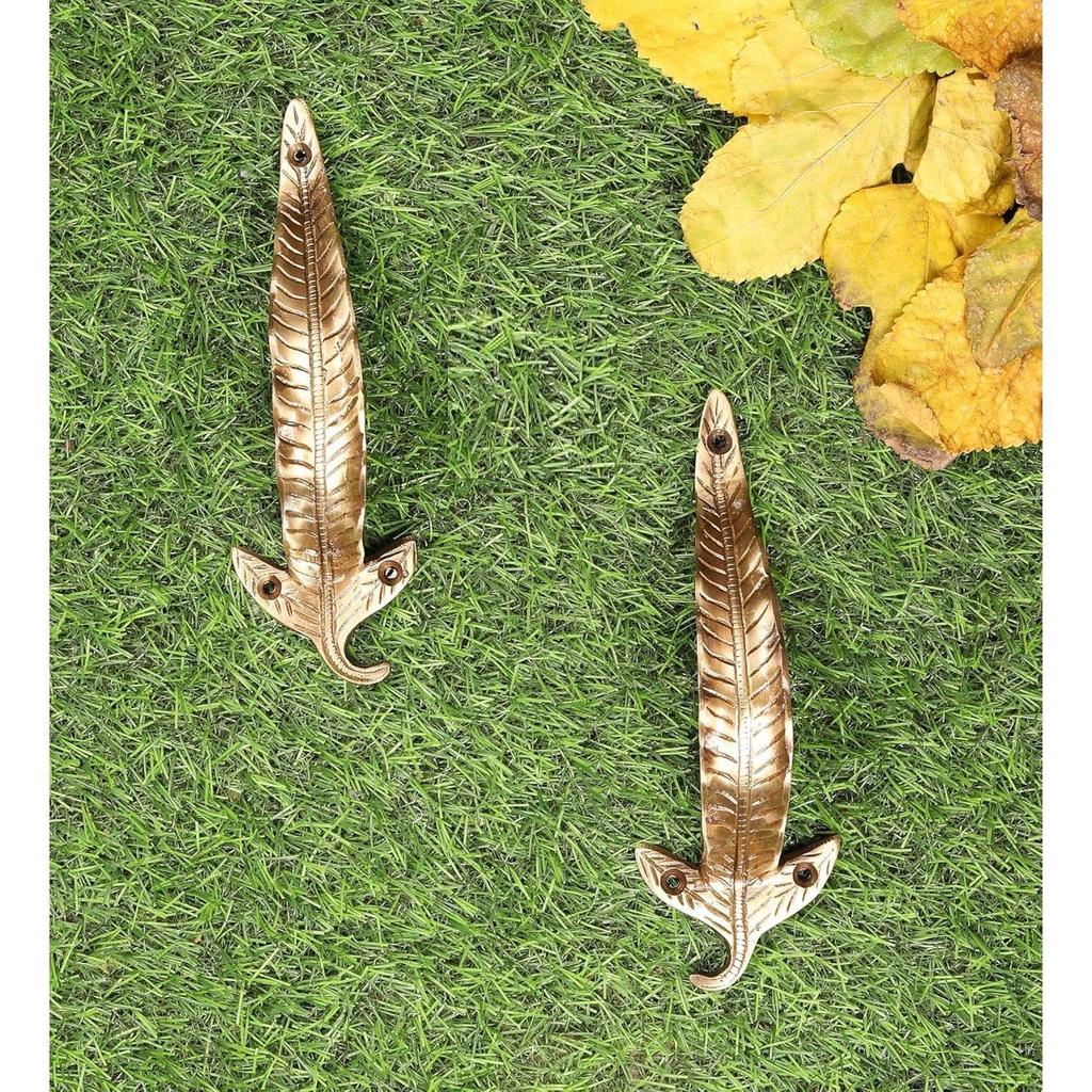 7 Inches Leaf Design Brass Door Handle Pair, Brass Pull Handles, Main Door Handle Pairs, Standard, Pack of 2