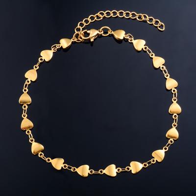 Bracelet Chaîne à Maillons Cœur Délicat pour Femmes Acier Inoxydable Jonc à Main Dames Fille Cheville Cheville Cadeau Accessoires de Bijoux