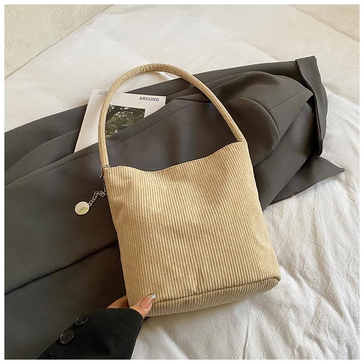 Simple Retro New Solid Color Casual Large-capacity Corduroy Armpit Hand-carried One-shoulder Handbag