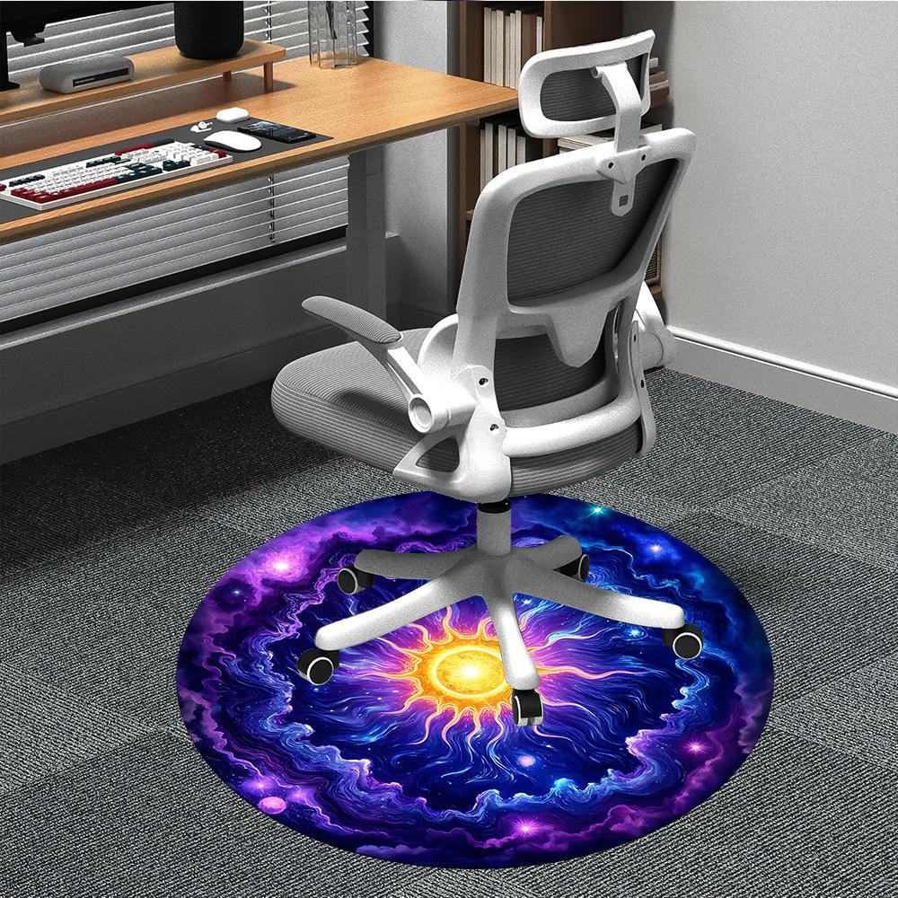 1pc Cosmic Mandala Carpet for Office Non-Slip, Round Carpet, Soft & Comfortable, Carpet for Office, Lightweight Round Floor Mat