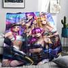 1Pc KDA Print Flannel Blanket, High Quality Comfortable for All Seasons, Home Decor, Warmth and Comfort, Perfect for Gifts