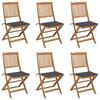 Folding Garden Chairs Set of 6 with Cushions Acacia Wood