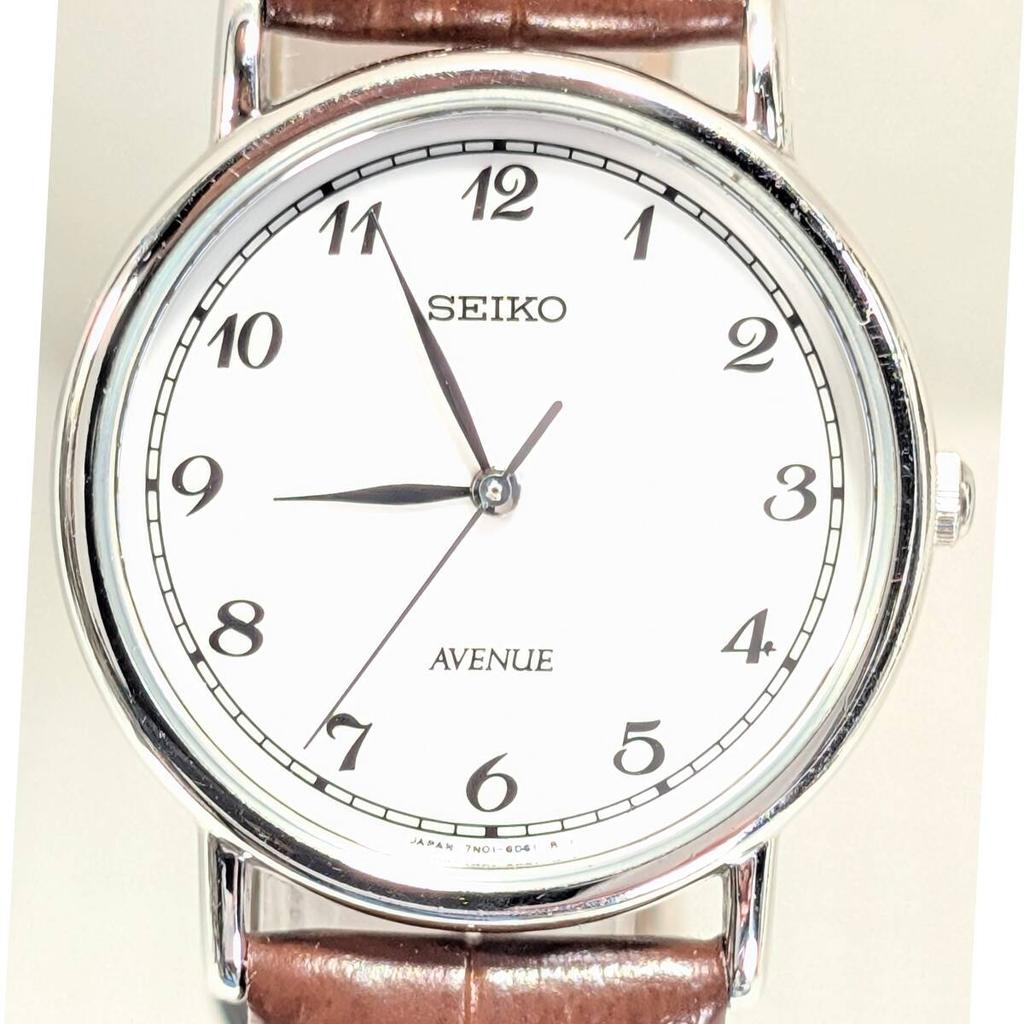 SEIKO AVENUE Battery and Strap Working Men's Watch, Replaced, Condition, U-24