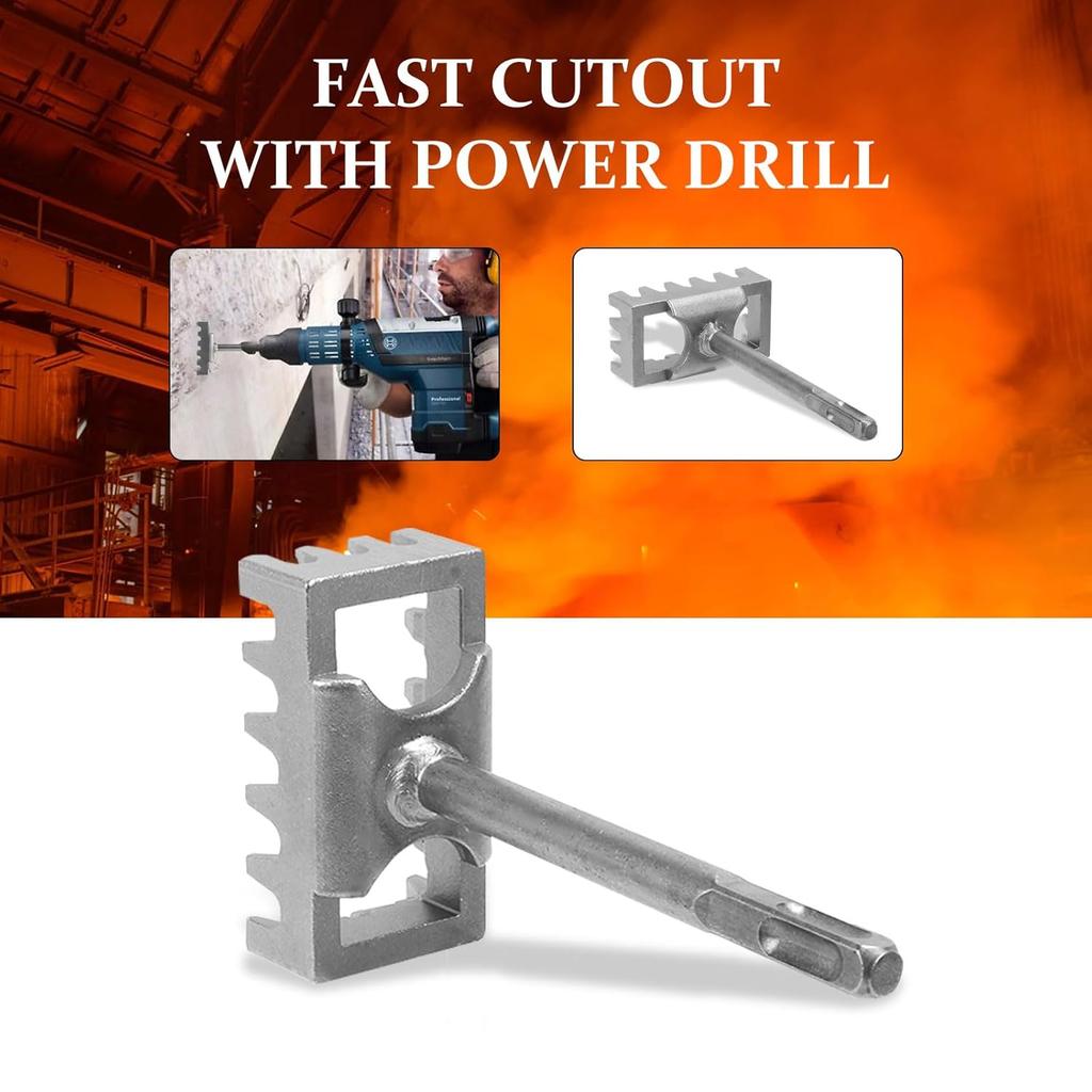 Square Hole Cutter for Electrical Box, Manganese Steel Rectangle Slot Cutter for Electric Hammer, Fast Wall Square Hole Puncher for Brick Concrete