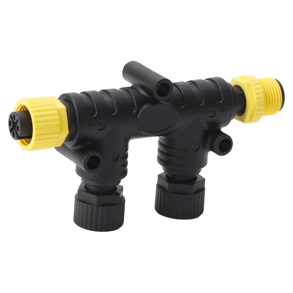 For NMEA 2000 2 Ports T Connectors IP67 Water Resistant Metal Nut M12 5 Pin Backbone Drop Cable Tee Connector for