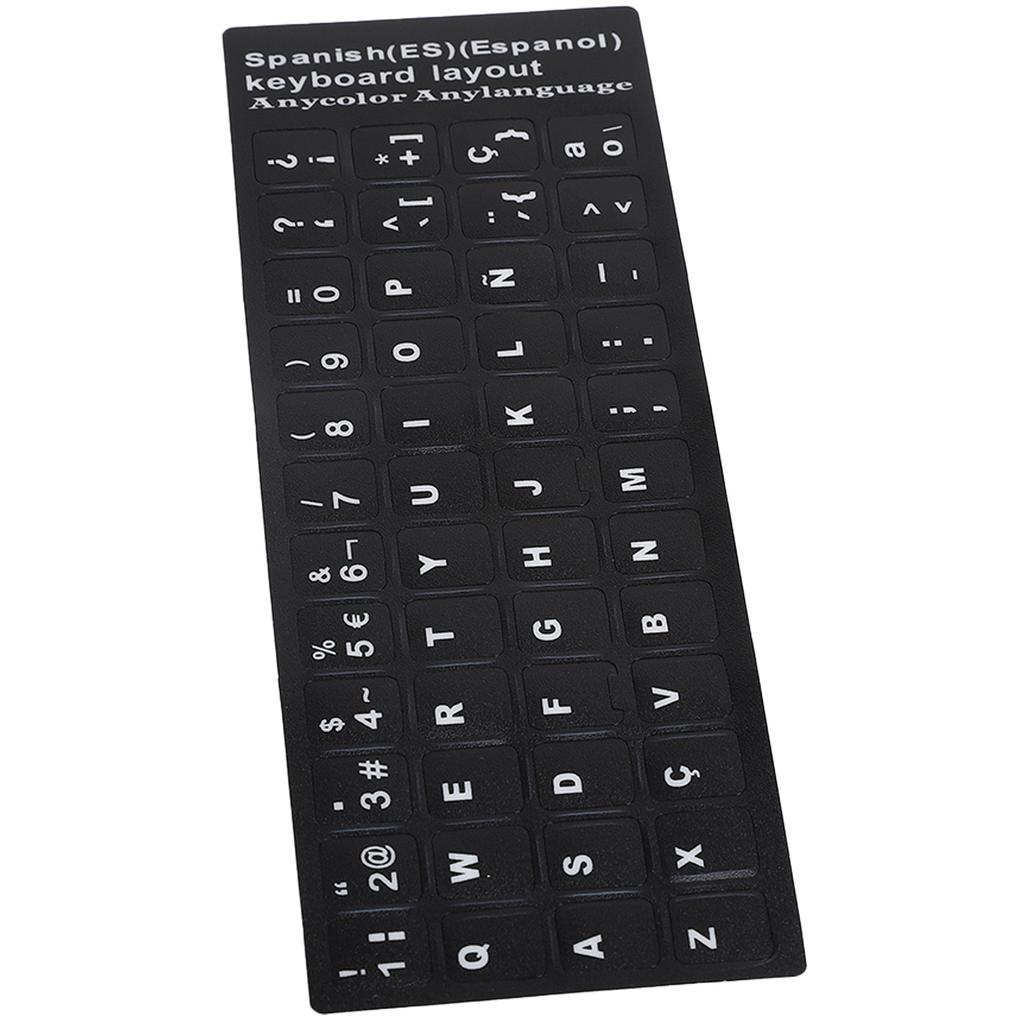 Keyboard Sticker Spanish Waterproof Black Background for 10in To 17in Laptop Notebook Desktop Computer