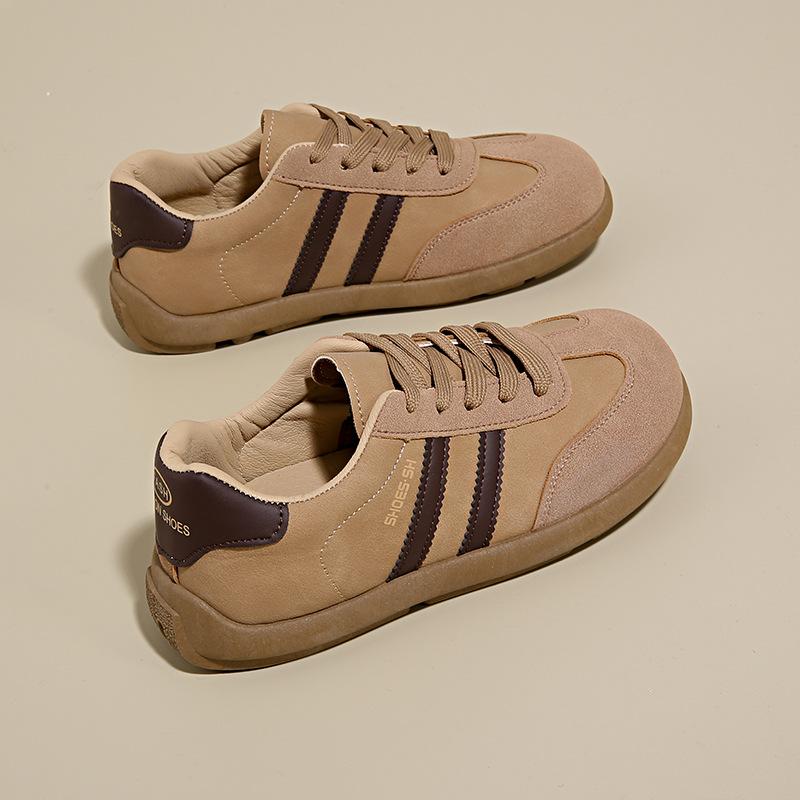 

2025 осень новые нишевые туфли из микрофибры модные универсальные замшевые на плоской подошве спортивные повседневные туфли для моральной подготовки женские туфли 43 хаки