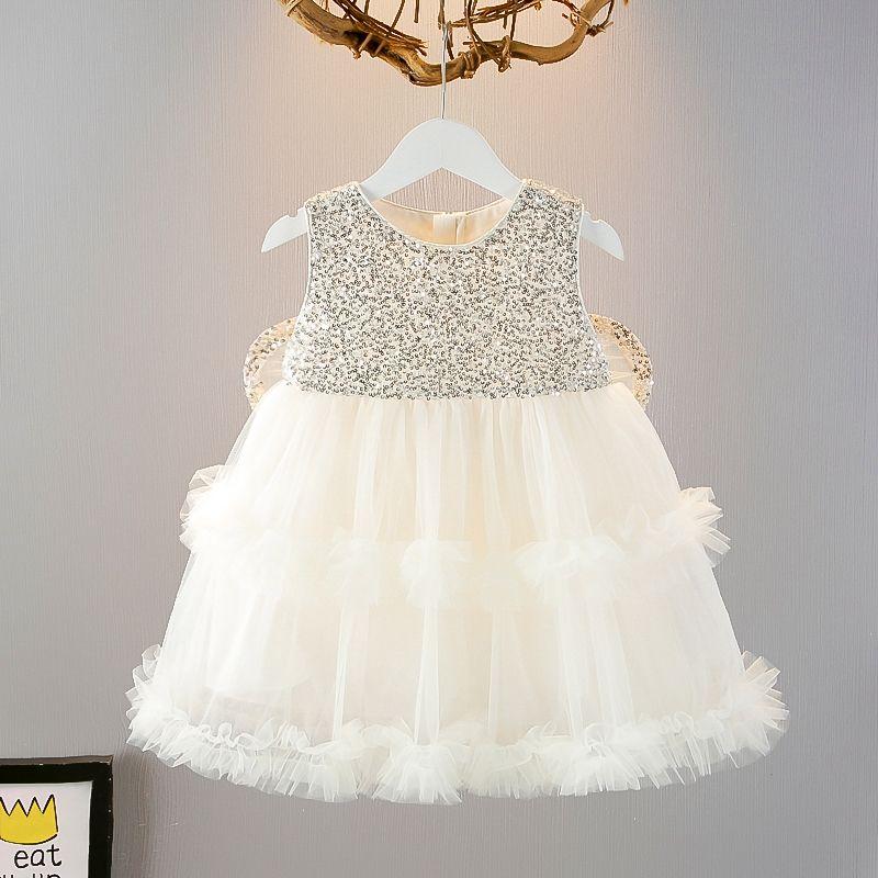 Girl's Summer Sequined Wing Dress Vest Dress Girl's Stylish Princess Dress Sweet Dress