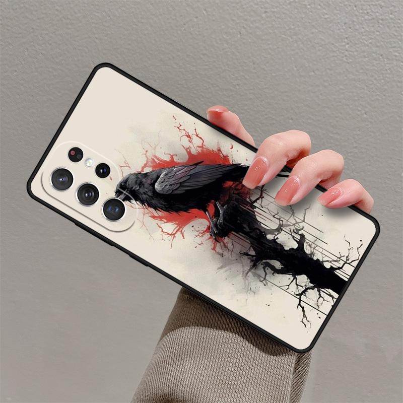 Crow Raven Dark Skull Phone Case For Samsung Galaxy S23 S21 S20 FE S24 S22 Ultra Note20 S10 S9 S8 Plus Silicone Cover