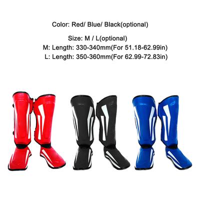 Espinilleras de Artes Marciales Protector de Pierna Pie Cuero PU Almohadillas Protectoras Gruesas para Kickboxing Entrenamiento MMA Sparring