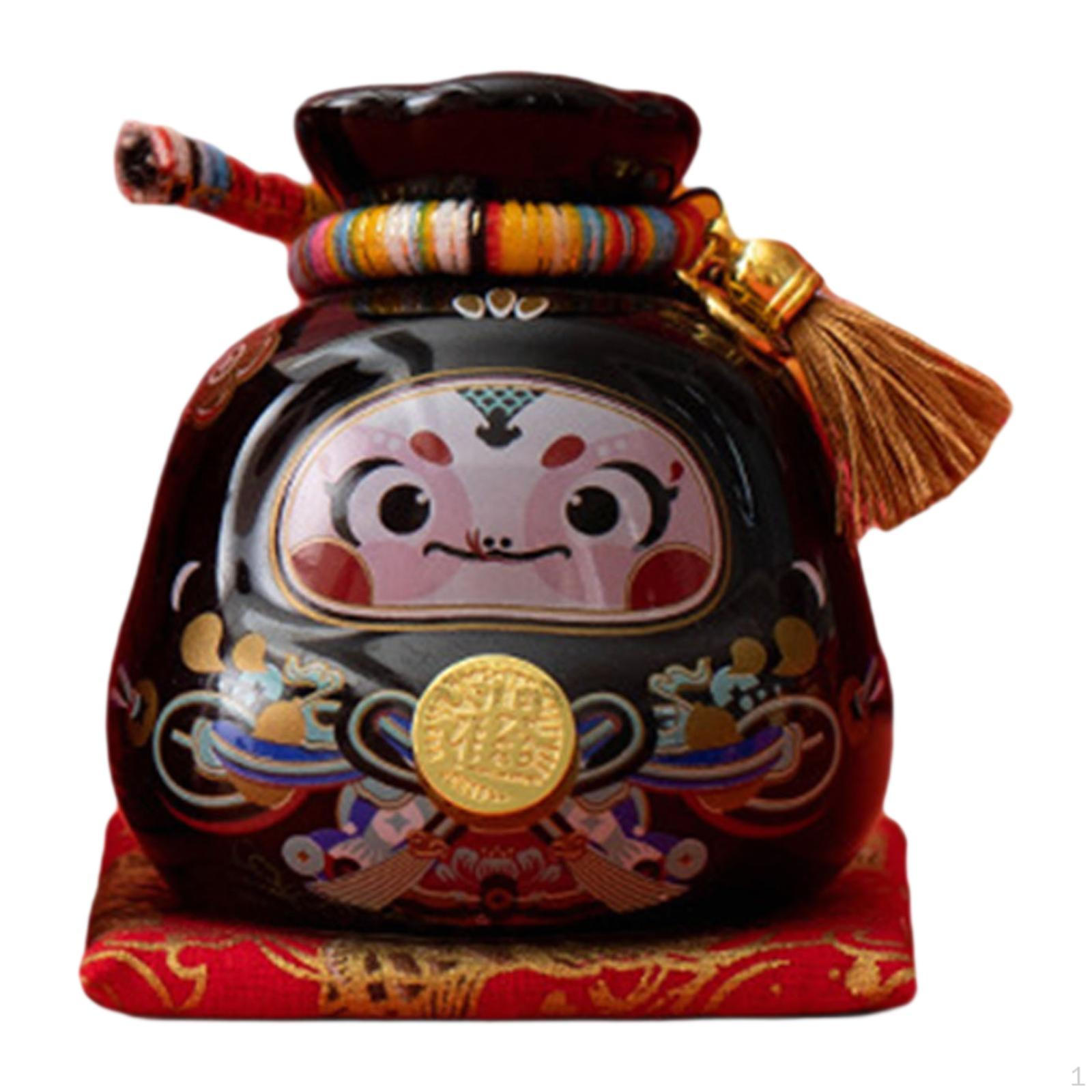 

Bag Piggy Bank Money Saving Box Collectibles Statue with Cushion Organizer for Chinese чорний