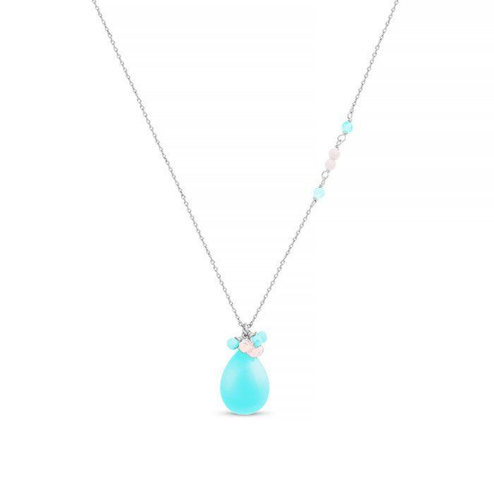 Collier - Adak - Alliage - Rhodié - Turquoise - Taille unique