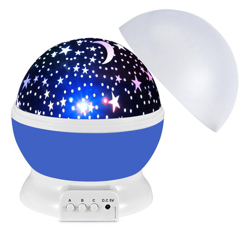 Seven-Color LED Starry Sky Projector Lamp: Small Bedside Night Light with Stars & Moon Atmosphere.