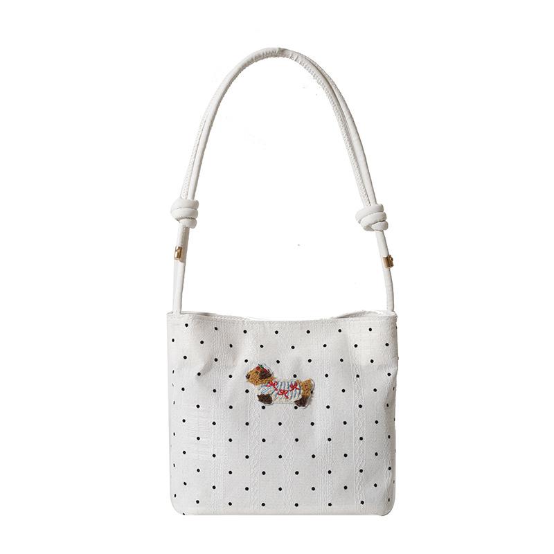 Fresh And Sweet Shoulder Canvas Bag Women'S Niche Design Versatile Underarm Bag Women'S Casual Large-Capacity Messenger Bag