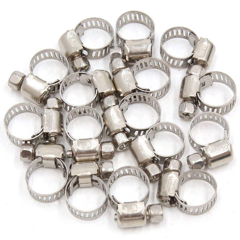 

16 Pcs Stainless Steel Adjustable Car Fuel Hose Clamp Pipe Sealing Clip 6-12 Mm серебряный