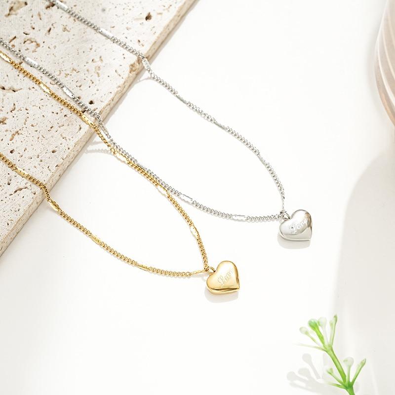 Minimalist Versatile Stainless Steel Love Heart Clavicle Necklace For Women