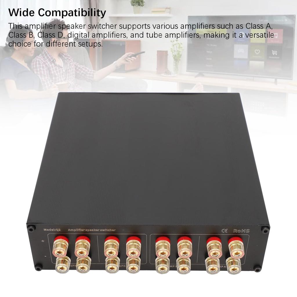 Selector switch from 2 amplifiers to 2 speaker manual switcher splitter combiner box with copper banana sound 2 in 2 audiophile SPLP2 speakers,